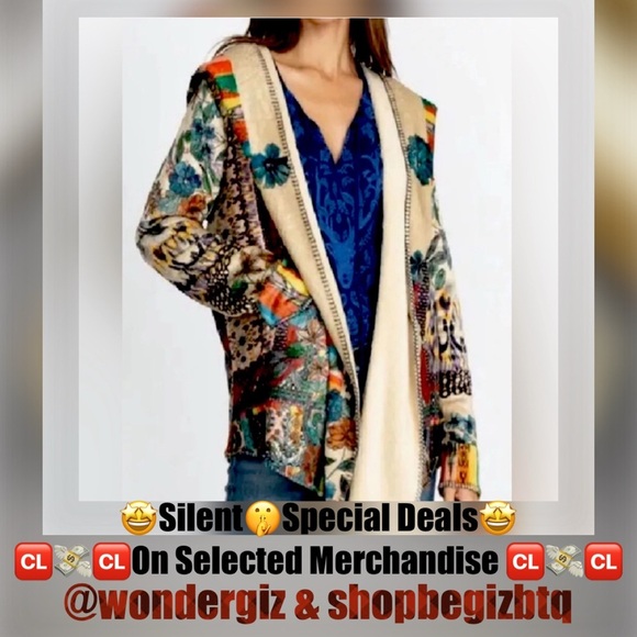 NWT Johnny Was Sherpa Hoodie Jacket Very Unique and Colorful Size XLarge - Picture 2 of 16